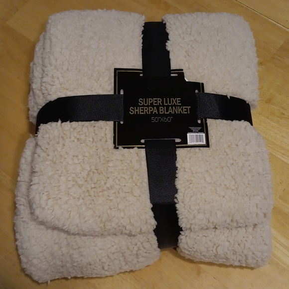 Other - Super Luxe Sherpa Blanket Blue Tan or Beige Your Choice NWT